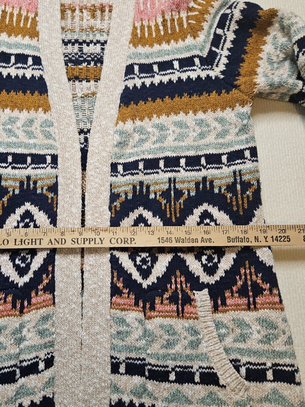 LL Bean Fair Isle open front cardigan - size Medium - Picture 6 of 10